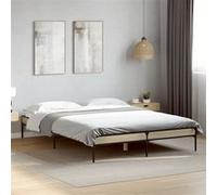vidaXL Bedframe bewerkt hout metaal sonoma eikenkleurig 150x200 cm845012 Marron G