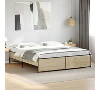 vidaXL Cadre de lit chêne Sonoma 180x200 cm bois et métal sans matelas
