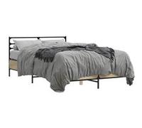 vidaXL Bedframe bewerkt hout metaal sonoma eikenkleurig 90x190 cm3280078 Marron G