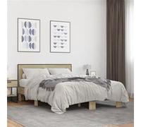 vidaXL Cadre de lit sans matelas, chêne Sonoma, bois d'ingénierie et métal, 140x190 cm