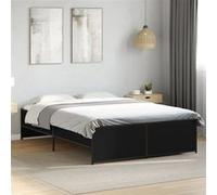 vidaXL Bedframe bewerkt hout metaal zwart 120x190 cm3279907 Noir G