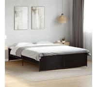 vidaXL Bedframe bewerkt hout metaal zwart 160x200 cm3279877 Noir G