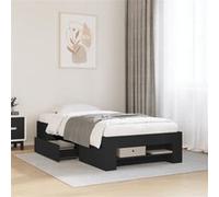 vidaXL Bedframe bewerkt hout zwart 75x190 cm3295528 Noir G