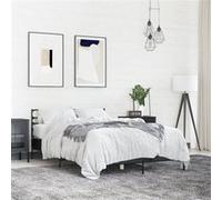 vidaXL Cadre de lit sans matelas en bois d'ingénierie et métal 140x190 cm Noir