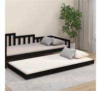 vidaXL Cadre de lit 823493 – sans matelas, noir, 100 x 200 cm, bois massif de pin