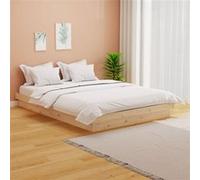 vidaXL Cadre de lit Bois massif 140x190 cm Double Marron