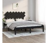 vidaXL Cadre de lit bois massif noir 140x190 cm