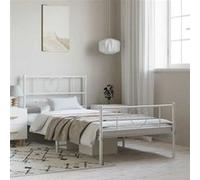 vidaXL Bedframe met hoofd- en voeteneinde metaal wit 100x190 cm355524 Blanc G