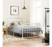 vidaXL Cadre de lit métal 107x203 cm sans matelas avec tête et pied de lit blanc
