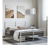 vidaXL Bedframe met hoofd- en voeteneinde metaal wit 135x190 cm352385 Blanc G