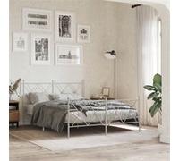 vidaXL Cadre de lit métal sans matelas et pied de lit blanc 137x190 cm