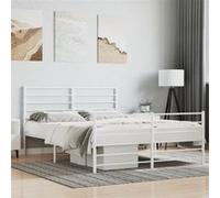 vidaXL Bedframe met hoofd- en voeteneinde metaal wit 140x200 cm352387 Blanc G