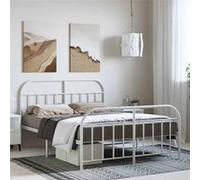 vidaXL Bedframe met hoofd- en voeteneinde metaal wit 150x200 cm353704 Blanc G