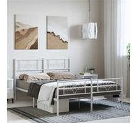 vidaXL Cadre de lit m¿¿tal avec t¿ºte de lit/pied de lit blanc 150x200cm