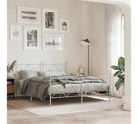 vidaXL Cadre de lit métal avec tête de lit/pied de lit blanc 150x200cm