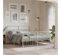 vidaXL Cadre de lit métal 150x200 cm blanc – sans matelas