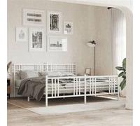 vidaXL Cadre de lit métal sans matelas et pied de lit blanc 183x213 cm