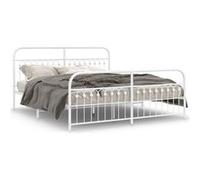 vidaXL Bedframe met hoofd- en voeteneinde metaal wit 183x213 cm376672 Blanc G