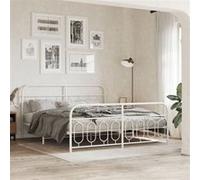 vidaXL Bedframe met hoofd- en voeteneinde metaal wit 193x203 cm377190 Blanc G
