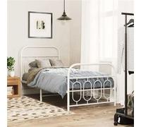 vidaXL Bedframe met hoofd- en voeteneinde metaal wit 90x200 cm377177 Blanc G