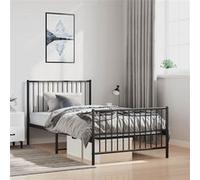 vidaXL Cadre de lit en métal avec tête et pied 100x190 cm Noir