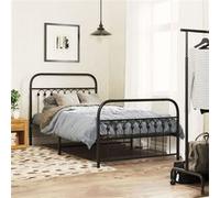 vidaXL Bedframe met hoofd- en voeteneinde metaal zwart 100x190 cm376612 Noir G