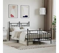 vidaXL Bedframe met hoofd- en voeteneinde metaal zwart 120x190 cm353552 Noir G