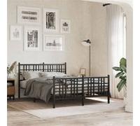 vidaXL Cadre de lit métal 120x190 cm noir sans matelas avec pied de lit