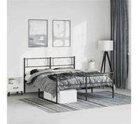 vidaXL Bedframe met hoofd- en voeteneinde metaal zwart 135x190 cm372294 Noir G