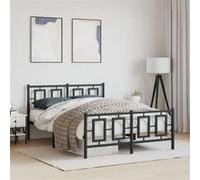 vidaXL Bedframe met hoofd- en voeteneinde metaal zwart 135x190 cm374258 Noir G