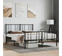 vidaXL Cadre de lit métal avec tête de lit-pied de lit noir 140x190 cm 352498