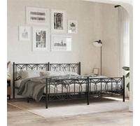 vidaXL Cadre de lit métal sans matelas avec pied de lit noir 193x203cm