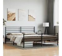vidaXL Bedframe met hoofd- en voeteneinde metaal zwart 200x200 cm352344 Noir G