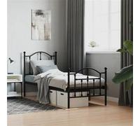 vidaXL Bedframe met hoofd- en voeteneinde metaal zwart 75x190 cm353447 Noir G