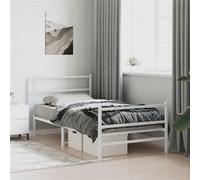 vidaXL Cadre de lit métal avec tête de lit/pied de lit blanc 100x200cm