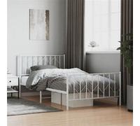 vidaXL Bedframe met hoofd- en voeteneindeÂ metaal wit 107x203 cm374500 Blanc G