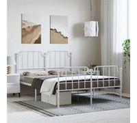 vidaXL Bedframe met hoofd- en voeteneindeÂ metaal wit 150x200 cm373956 Blanc G