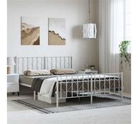 vidaXL Bedframe met hoofd- en voeteneindeÂ metaal wit 150x200 cm374506 Blanc G