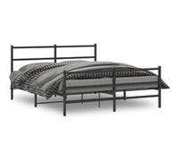 vidaXL Cadre de lit métal sans matelas avec pied de lit noir 150x200cm