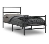 vidaXL Cadre de lit métal avec tête de lit/pied de lit noir 90x190 cm