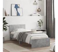 vidaXL Cadre de lit avec tête de lit sans matelas bois d'ingénierie gris béton 75x190 cm