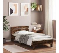 vidaXL Bedframe met hoofdbord bewerkt hout gerookt eiken 75x190 cm838572 Marron G