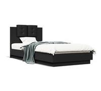 vidaXL Cadre de lit avec tête de lit et LED – Sans matelas – Noir 100x200 cm