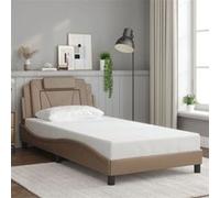 vidaXL Bedframe met hoofdbord kunstleer cappuccinokleurig 100x200 cm3208079 Marron G