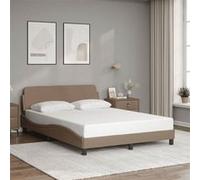 vidaXL Bedframe met hoofdbord kunstleer cappucinnokleurig 140x190 cm373182 Marron G
