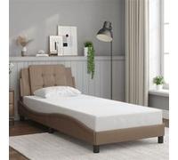 vidaXL Bedframe met hoofdbord kunstleer cappucinnokleurig 80x200 cm3208146 Marron G