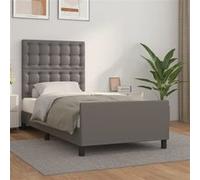 vidaXL Bedframe met hoofdbord kunstleer grijs 90x200 cm3125553 Gris G