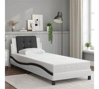 vidaXL Bedframe met hoofdbord kunstleer wit en zwart 90x200 cm3208162 Noir G