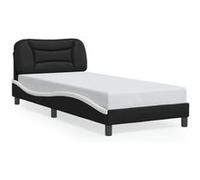 vidaXL Bedframe met hoofdbord kunstleer zwart en wit 90x190 cm3207972 Noir G