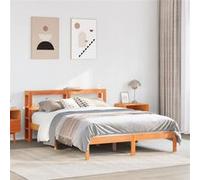 vidaXL Bedframe met hoofdbord massief grenenhout wasbruin 120x190 cm3305734 Marron G